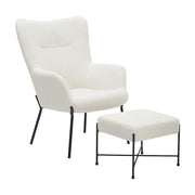LumiSource Izzy Lounge Chair/Ottoman Set, Black/White Sherpa - C2-IZZYSHERPABKW
