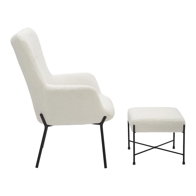 LumiSource Izzy Lounge Chair/Ottoman Set, Black/White Sherpa