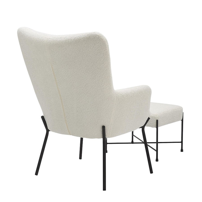 LumiSource Izzy Lounge Chair/Ottoman Set, Black/White Sherpa