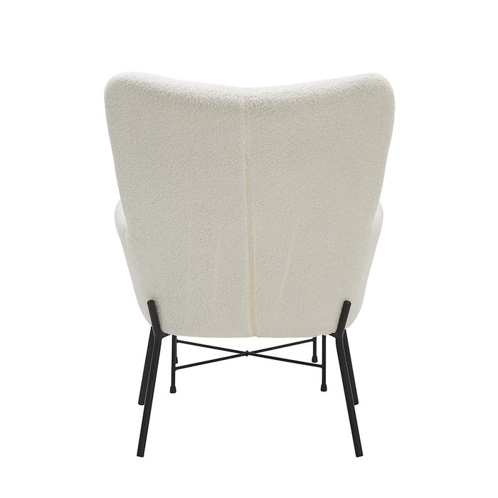 LumiSource Izzy Lounge Chair/Ottoman Set, Black/White Sherpa