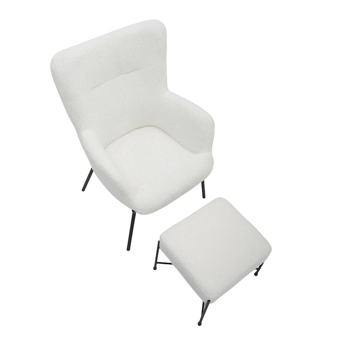 LumiSource Izzy Lounge Chair/Ottoman Set, Black/White Sherpa