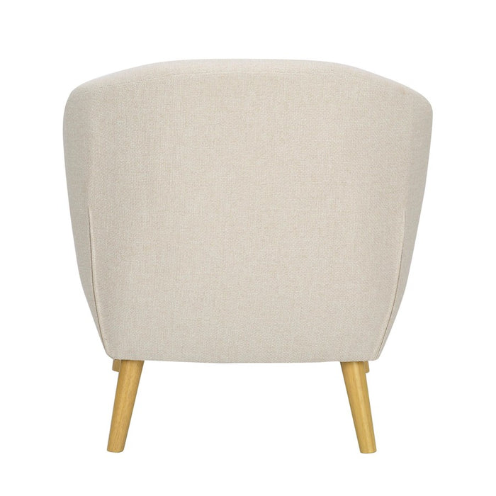 LumiSource Rockwell Chair/Ottoman Set, Natural Wood/Cream Fabric