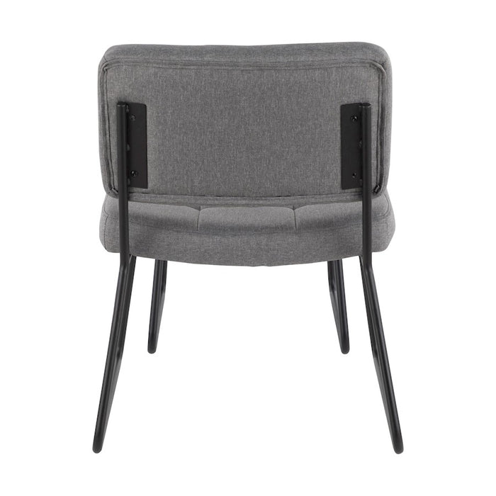 LumiSource Stout Lounge Chair + Ottoman, Black Steel/Grey Fabric
