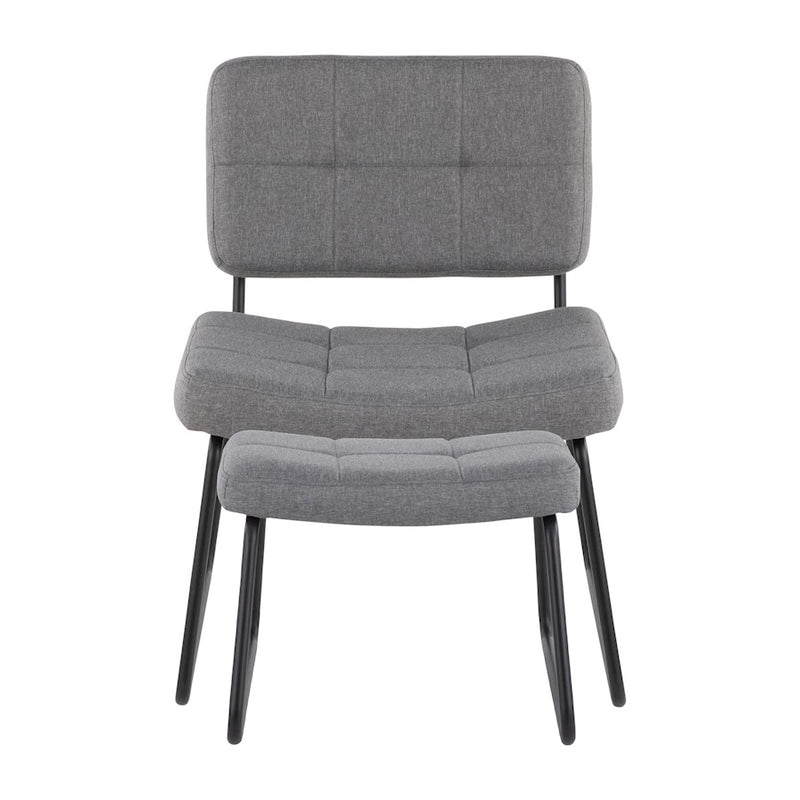 LumiSource Stout Lounge Chair + Ottoman | Black Steel & Grey Fabric | Living Room & Reading Nook | 25.5 x 23.25 x 32.25 in | Model C2-STOUTBKGY