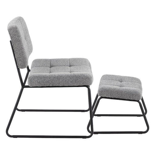 LumiSource Stout Lounge Chair + Ottoman, Black Steel/Grey Noise