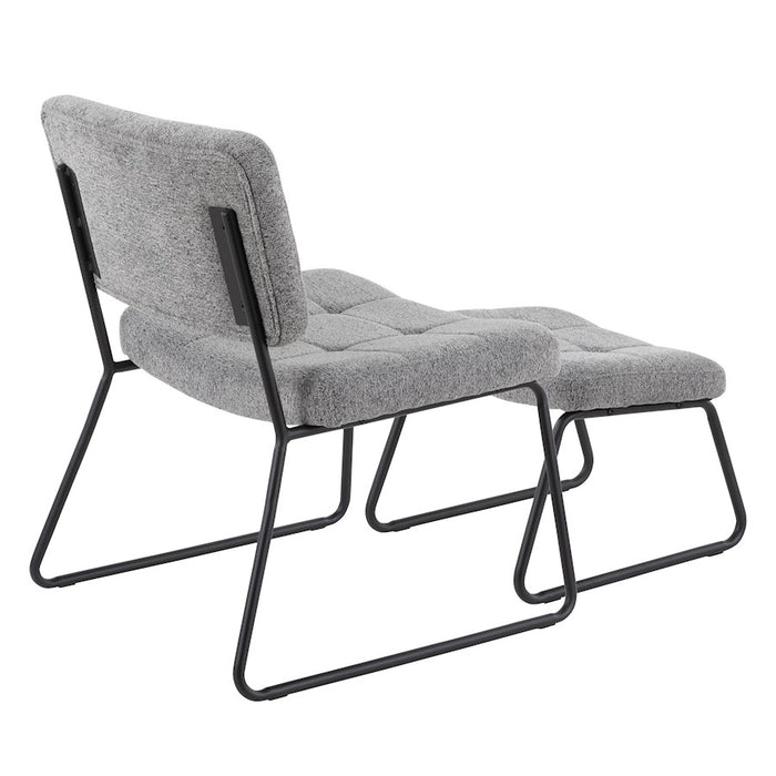 LumiSource Stout Lounge Chair + Ottoman, Black Steel/Grey Noise