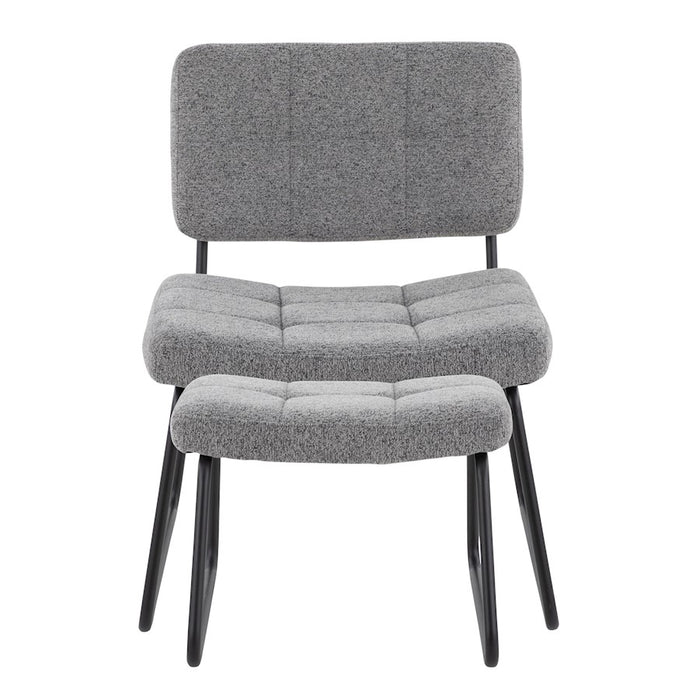 LumiSource Stout Lounge Chair + Ottoman, Black Steel/Grey Noise