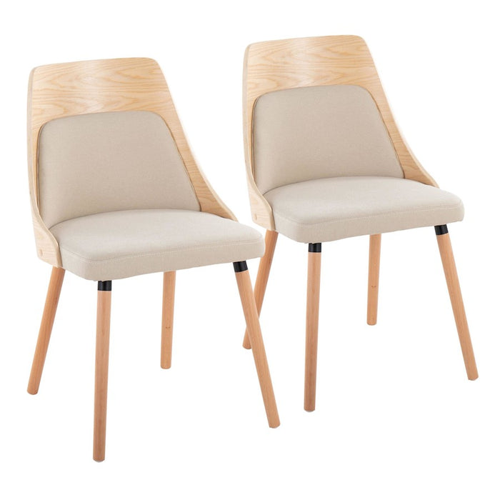 LumiSource Anabelle Chair, Set of 2, Natural Wood/Cream Fabric - CH-ANBEL1NACR2