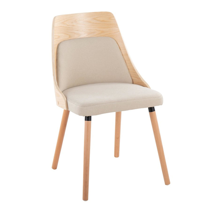LumiSource Anabelle Chair, Set of 2, Natural Wood/Cream Fabric