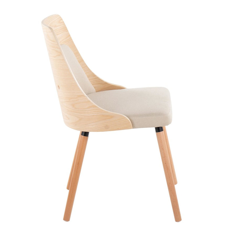 LumiSource Anabelle Chair, Set of 2, Natural Wood/Cream Fabric