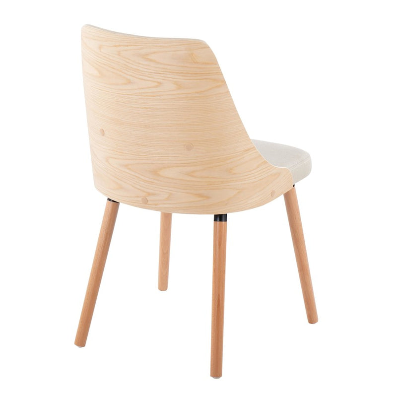 LumiSource Anabelle Chair, Set of 2, Natural Wood/Cream Fabric