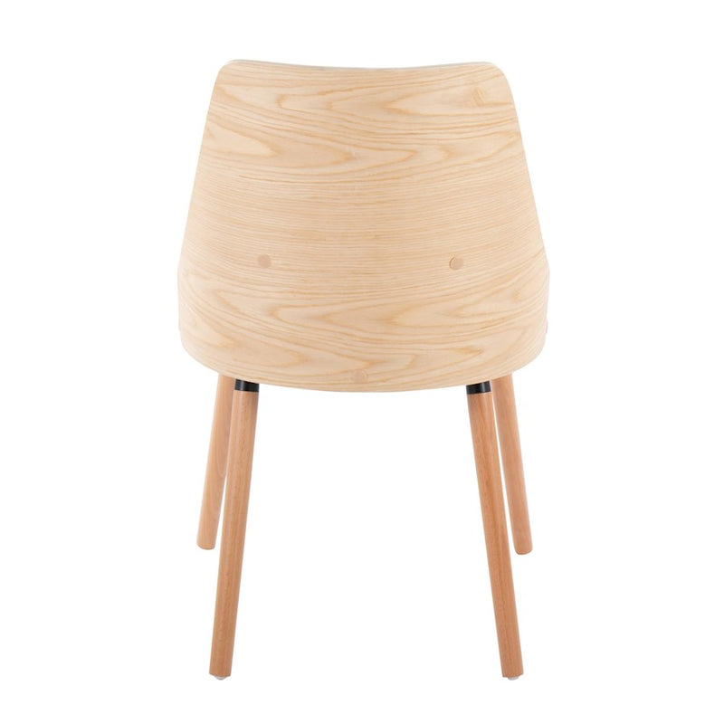 LumiSource Anabelle Dining Chair Set of 2 | Natural Wood & Cream Fabric | Mid-Century Modern Dining Room | Model CH-ANBEL1NACR2