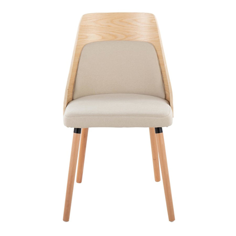 LumiSource Anabelle Chair, Set of 2, Natural Wood/Cream Fabric