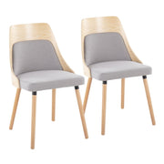 LumiSource Anabelle Chair, Set of 2, Natural Wood/Grey Fabric - CH-ANBEL1NAGY2