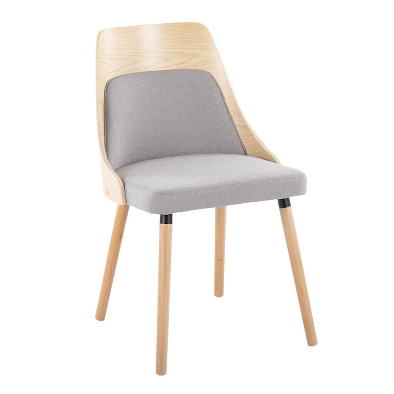 LumiSource Anabelle Chair, Set of 2, Natural Wood/Grey Fabric