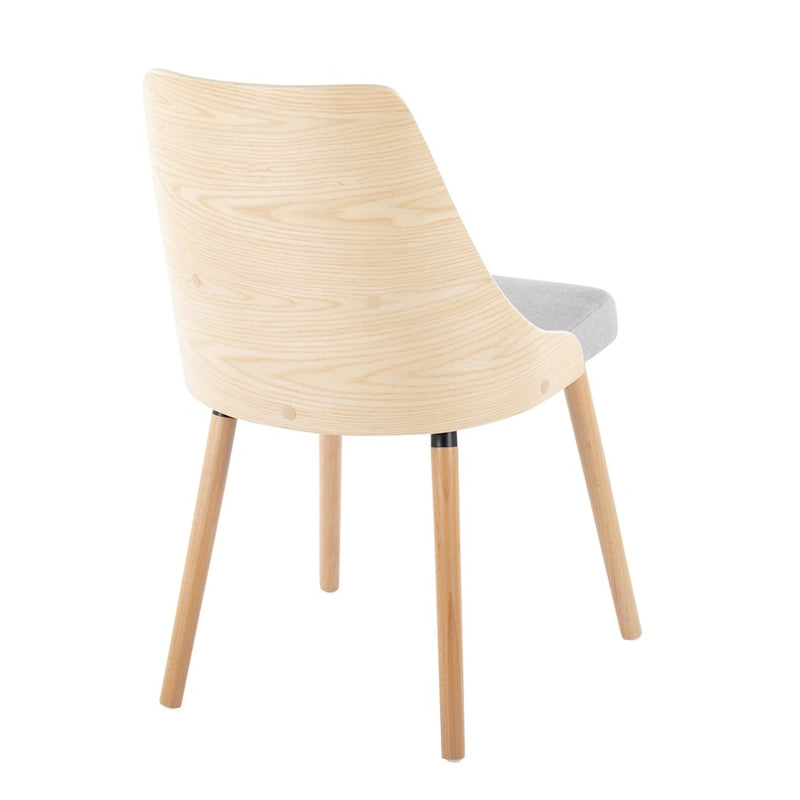 LumiSource Anabelle Chair, Set of 2, Natural Wood/Grey Fabric