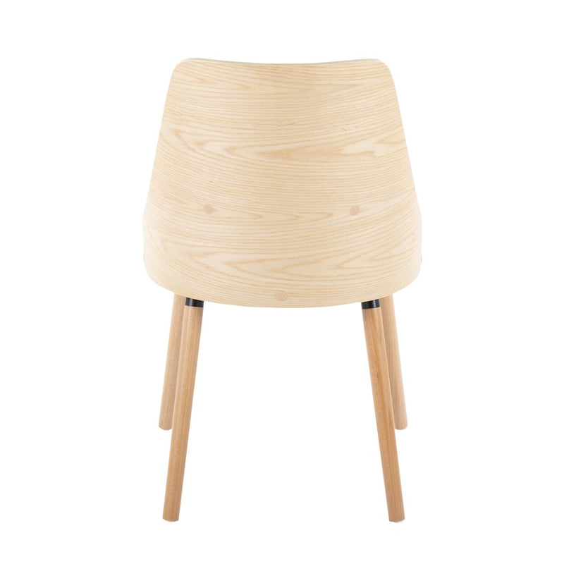 LumiSource Anabelle Chair, Set of 2, Natural Wood/Grey Fabric