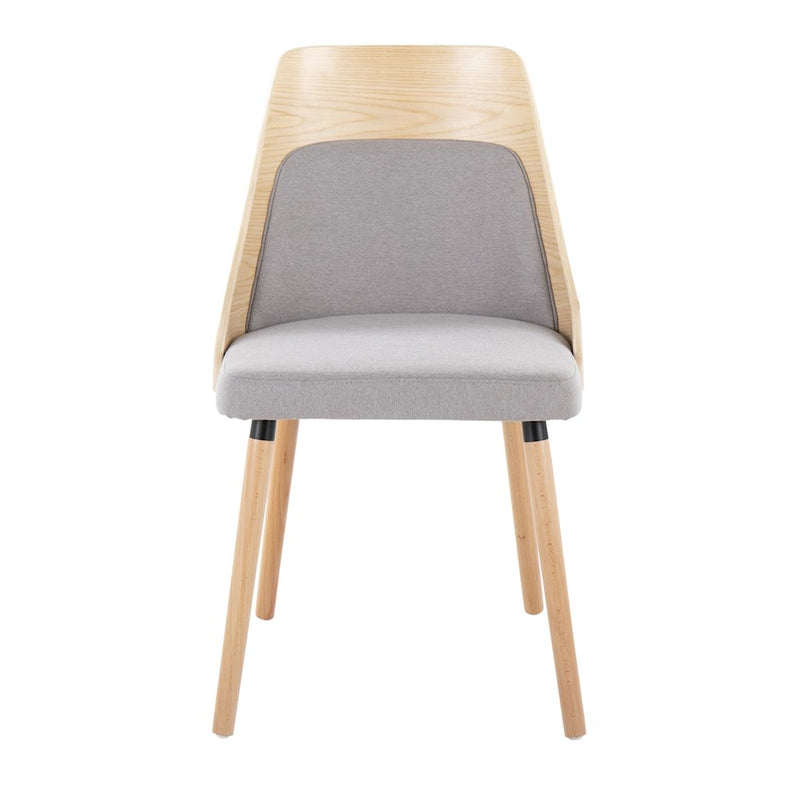 LumiSource Anabelle Dining Chair Set of 2 | Natural Wood & Grey Fabric | Mid-Century Modern Dining Room | Model CH-ANBEL1NAGY2