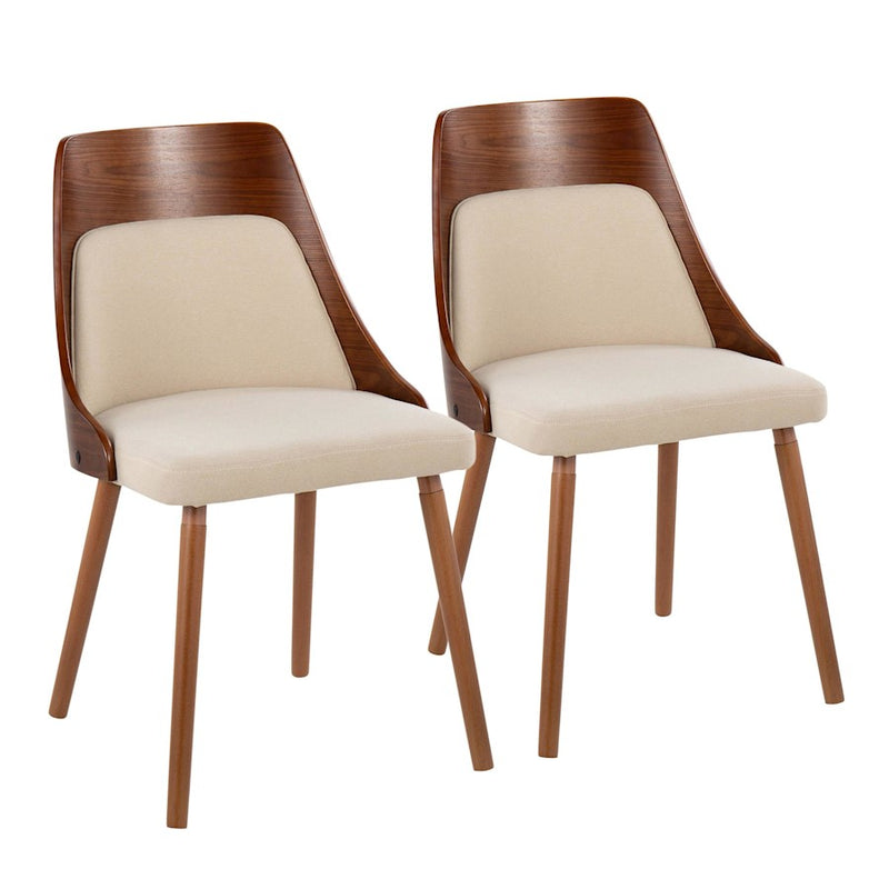 LumiSource Anabelle Chair, Set of 2, Walnut Wood/Cream Fabric - CH-ANBEL1WLCR2