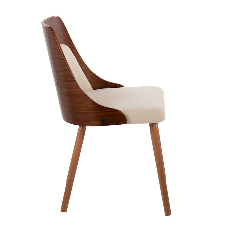 LumiSource Anabelle Chair, Set of 2, Walnut Wood/Cream Fabric