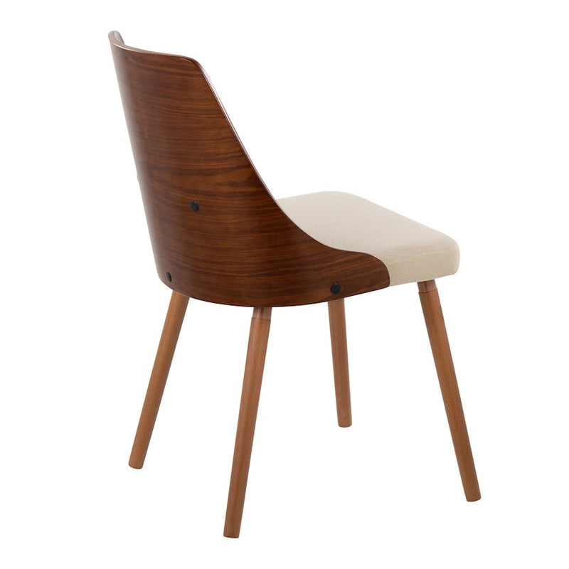 LumiSource Anabelle Chair, Set of 2, Walnut Wood/Cream Fabric