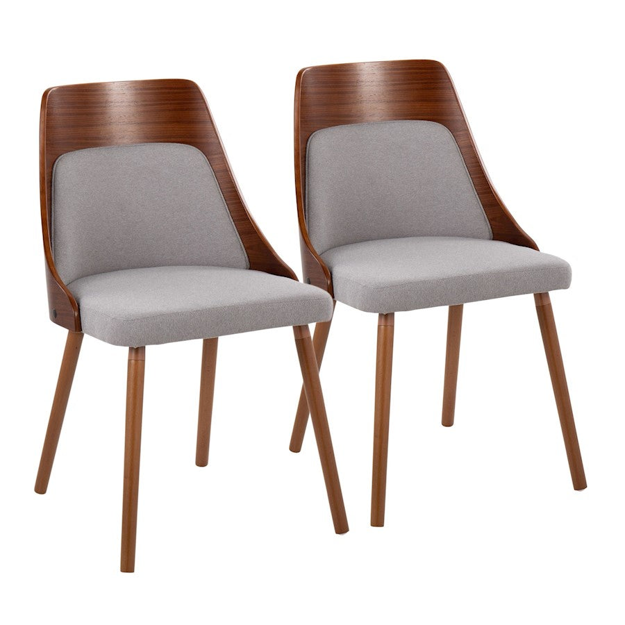 LumiSource Anabelle Chair, Set of 2, Walnut Wood/Grey Fabric - CH-ANBEL1WLGY2
