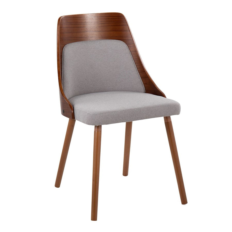 LumiSource Anabelle Chair, Set of 2, Walnut Wood/Grey Fabric