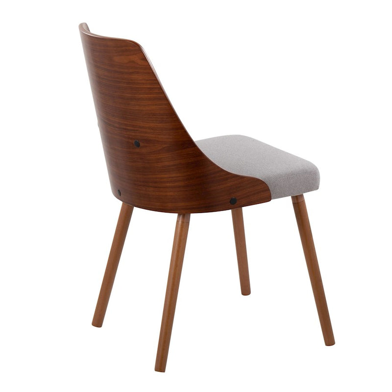 LumiSource Anabelle Chair, Set of 2, Walnut Wood/Grey Fabric