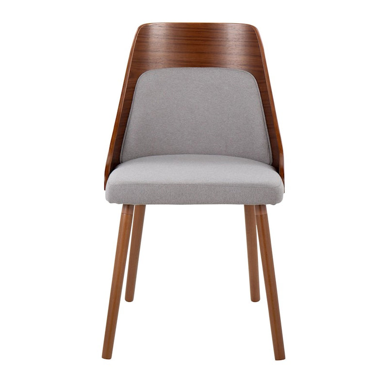 LumiSource Anabelle Chair, Set of 2, Walnut Wood/Grey Fabric
