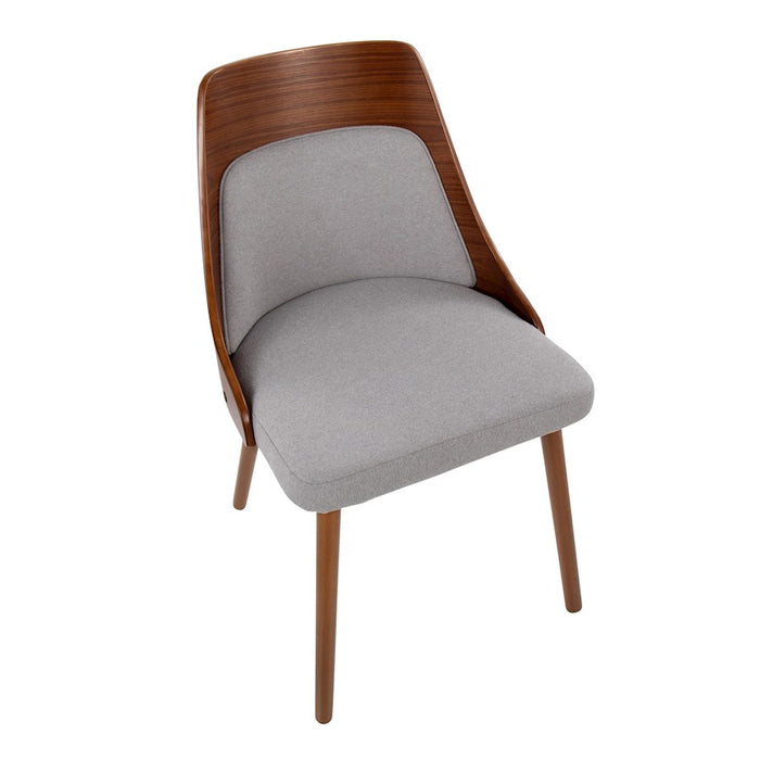 LumiSource Anabelle Chair, Set of 2, Walnut Wood/Grey Fabric