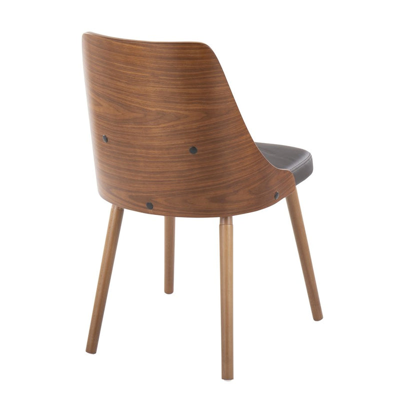 LumiSource Anabelle Chair, Set of 2, Walnut Wood/Brown PU