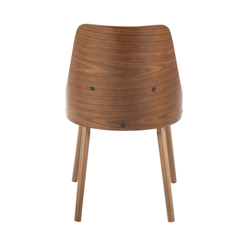 LumiSource Anabelle Chair, Set of 2, Walnut Wood/Brown PU