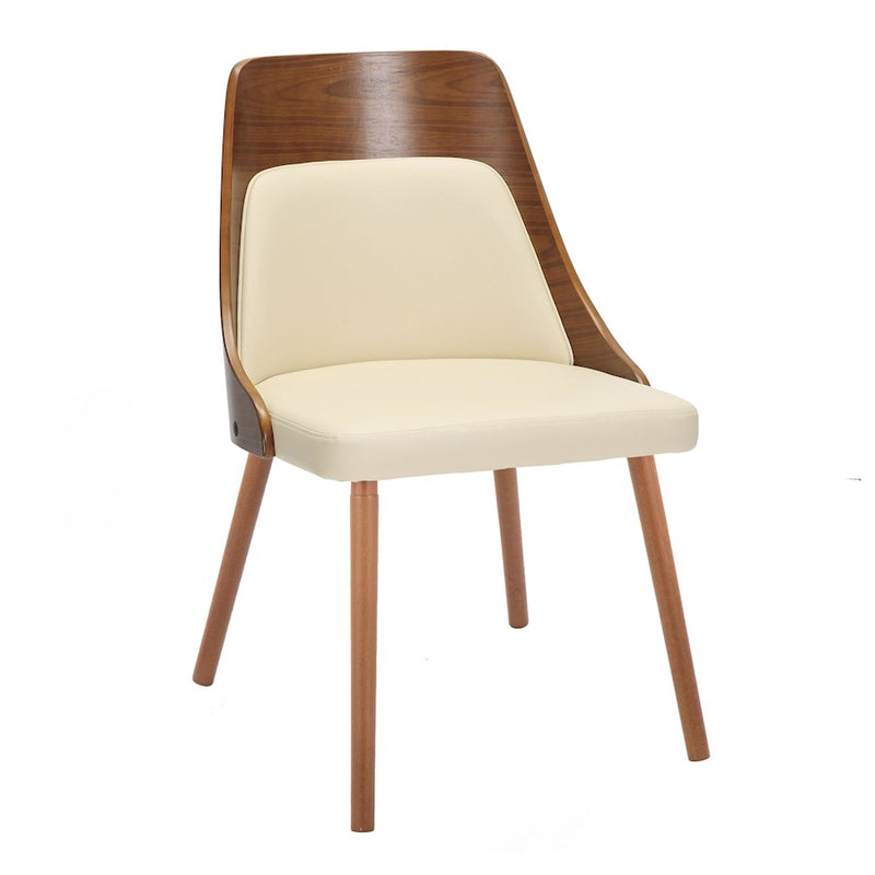 LumiSource Anabelle Chair, Set of 2, Walnut Wood/Cream PU