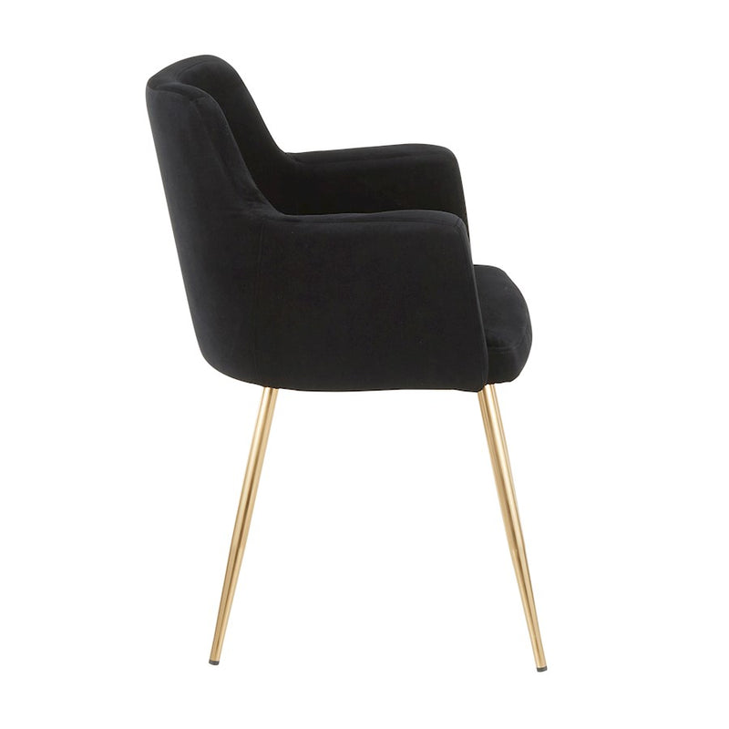 LumiSource Andrew Chair Set of 2 | Contemporary Gold Metal and Black Velvet | Living Room & Dining Room Seating | Model CH-ANDRWAUVBK2