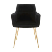 LumiSource Andrew Chair Set of 2 | Contemporary Gold Metal and Black Velvet | Living Room & Dining Room Seating | Model CH-ANDRWAUVBK2