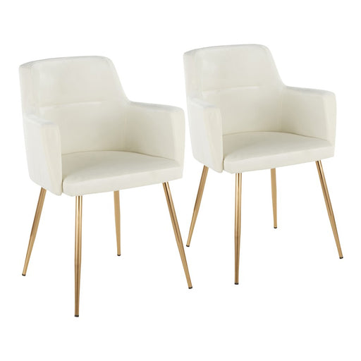 LumiSource Andrew Chair Set of 2 | Contemporary Gold Metal and Cream Velvet | Living Room & Dining Room Seating | Model CH-ANDRWAUVCR2