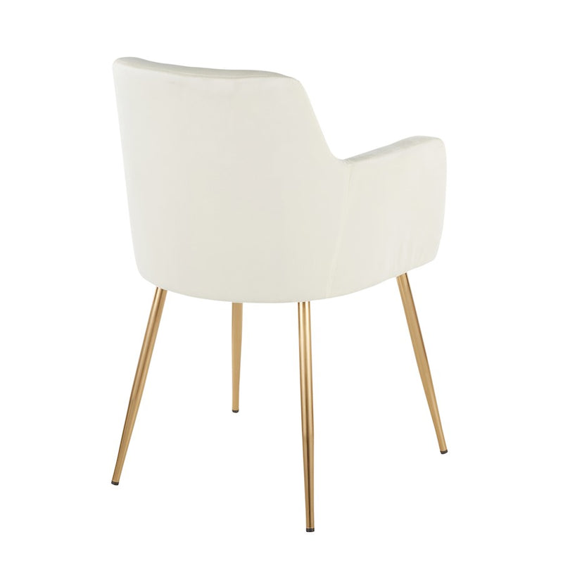 LumiSource Andrew Chair Set of 2 | Contemporary Gold Metal and Cream Velvet | Living Room & Dining Room Seating | Model CH-ANDRWAUVCR2