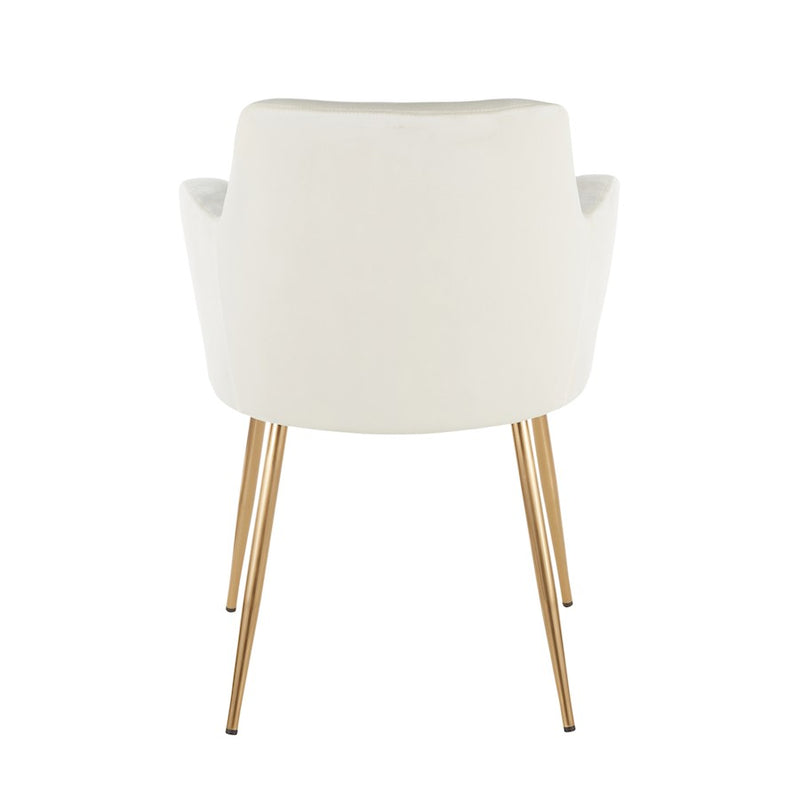 LumiSource Andrew Chair Set of 2 | Contemporary Gold Metal and Cream Velvet | Living Room & Dining Room Seating | Model CH-ANDRWAUVCR2