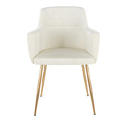 LumiSource Andrew Chair Set of 2 | Contemporary Gold Metal and Cream Velvet | Living Room & Dining Room Seating | Model CH-ANDRWAUVCR2