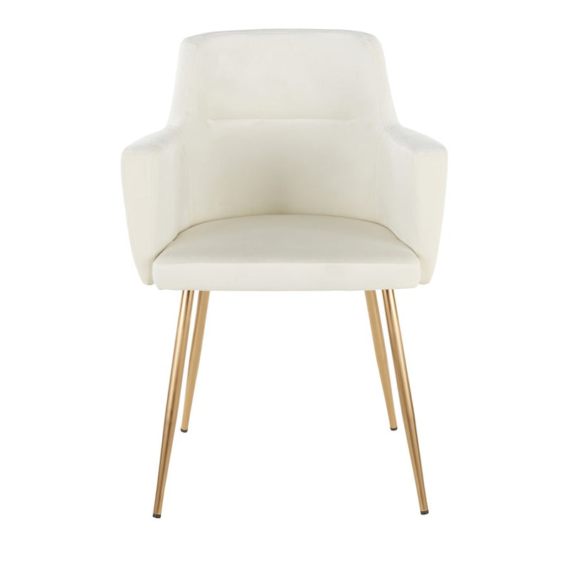 LumiSource Andrew Chair Set of 2 | Contemporary Gold Metal and Cream Velvet | Living Room & Dining Room Seating | Model CH-ANDRWAUVCR2