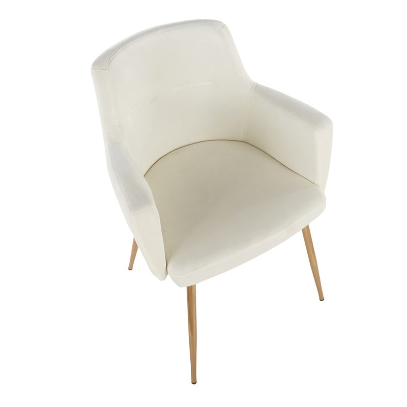 LumiSource Andrew Chair Set of 2 | Contemporary Gold Metal and Cream Velvet | Living Room & Dining Room Seating | Model CH-ANDRWAUVCR2