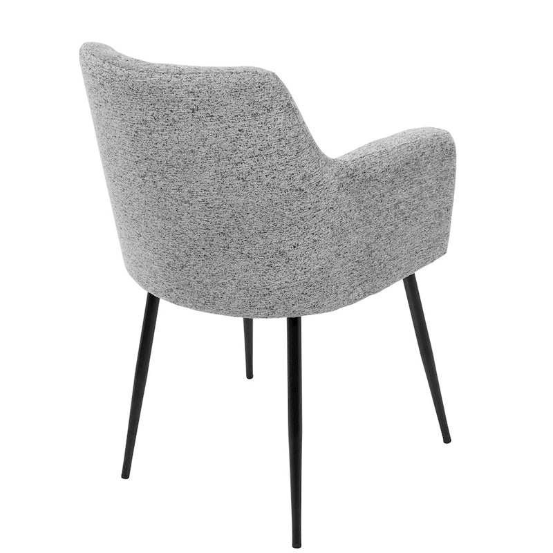 LumiSource Andrew Dining Chair (Set of 2) | Contemporary Grey Fabric and Black Metal | Kitchen & Dining Room Seating | Model CH-ANDRWBK-GY2