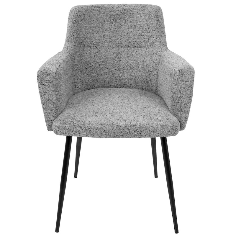 LumiSource Andrew Dining Chair (Set of 2) | Contemporary Grey Fabric and Black Metal | Kitchen & Dining Room Seating | Model CH-ANDRWBK-GY2