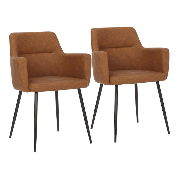 LumiSource Andrew Chair, Set of 2 in Black Steel/Camel PU - CH-ANDRWBKCAM2