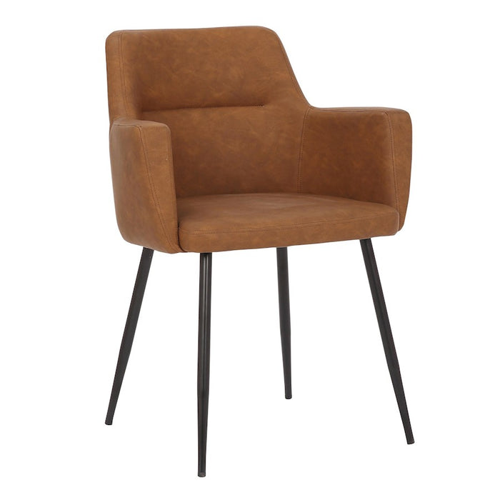 LumiSource Andrew Chair, Set of 2 in Black Steel/Camel PU