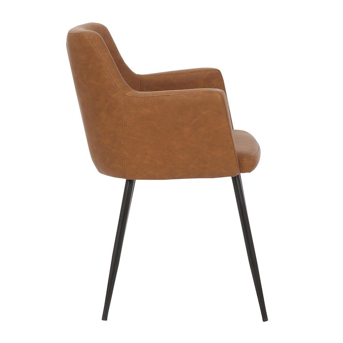 LumiSource Andrew Chair, Set of 2 in Black Steel/Camel PU