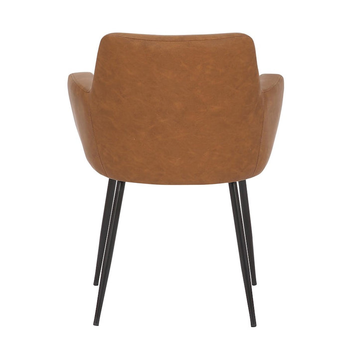 LumiSource Andrew Chair, Set of 2 in Black Steel/Camel PU