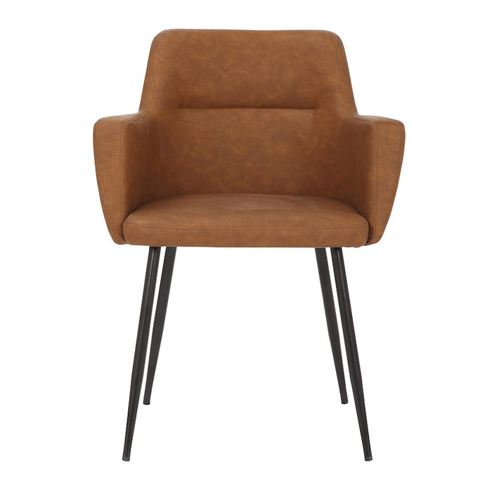 LumiSource Andrew Chair, Set of 2 in Black Steel/Camel PU