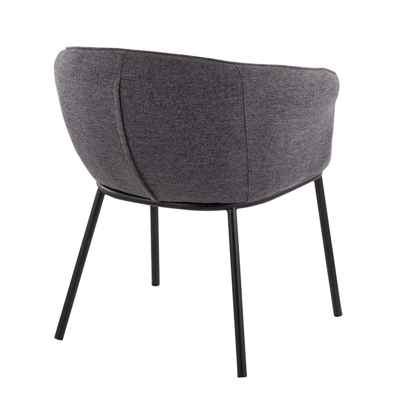 LumiSource Ashland Chair | Contemporary Charcoal Fabric and Black Steel Frame | Living Room & Dining Room Seating | Model CH-ASHLANDBKCHAR