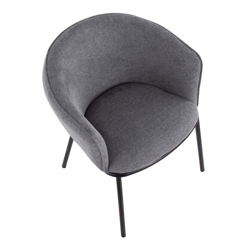 LumiSource Ashland Chair in Black Steel/Grey Fabric